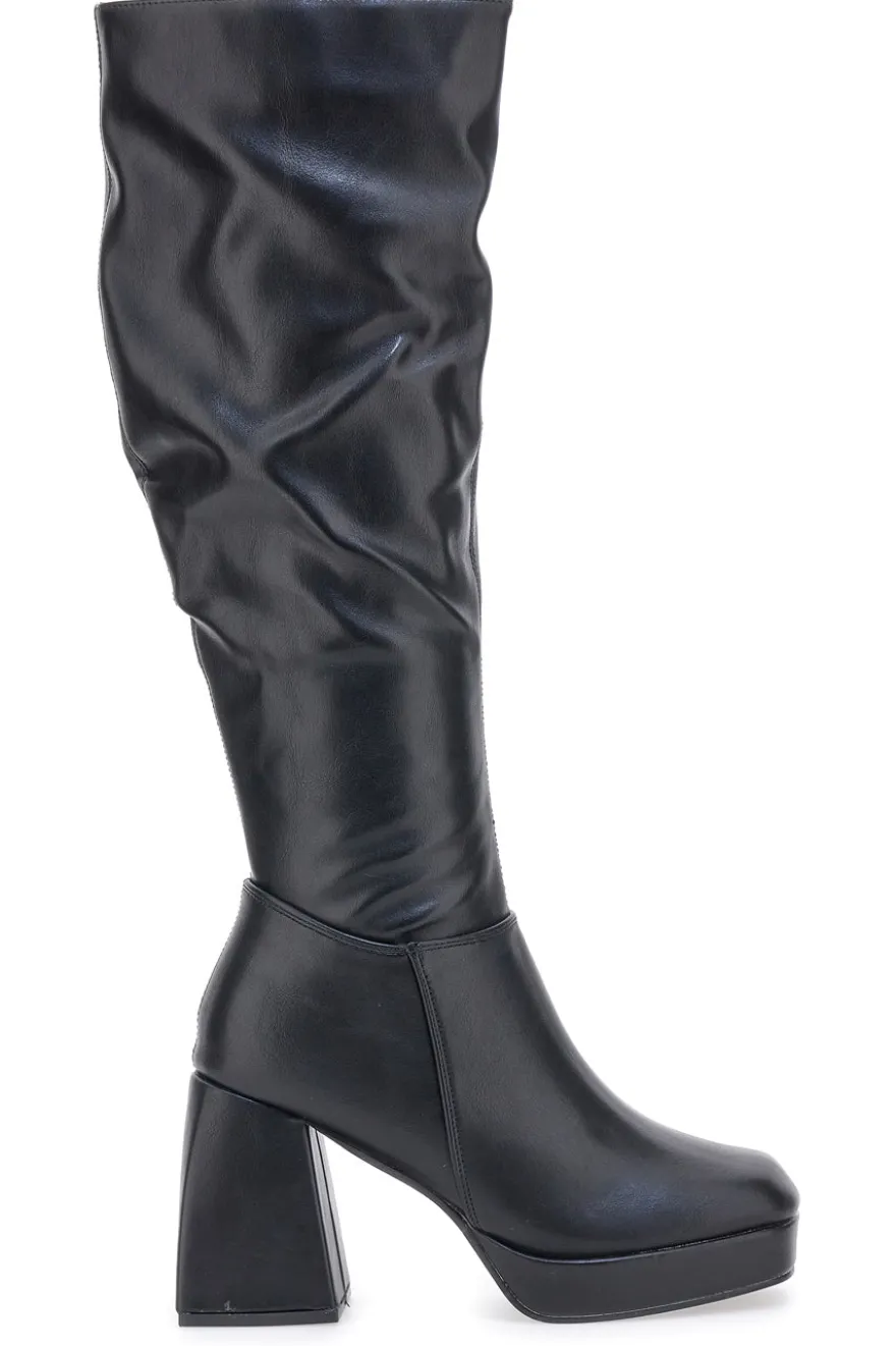 Stivali Alti con Tacco Neri Pushy Wamp 27274