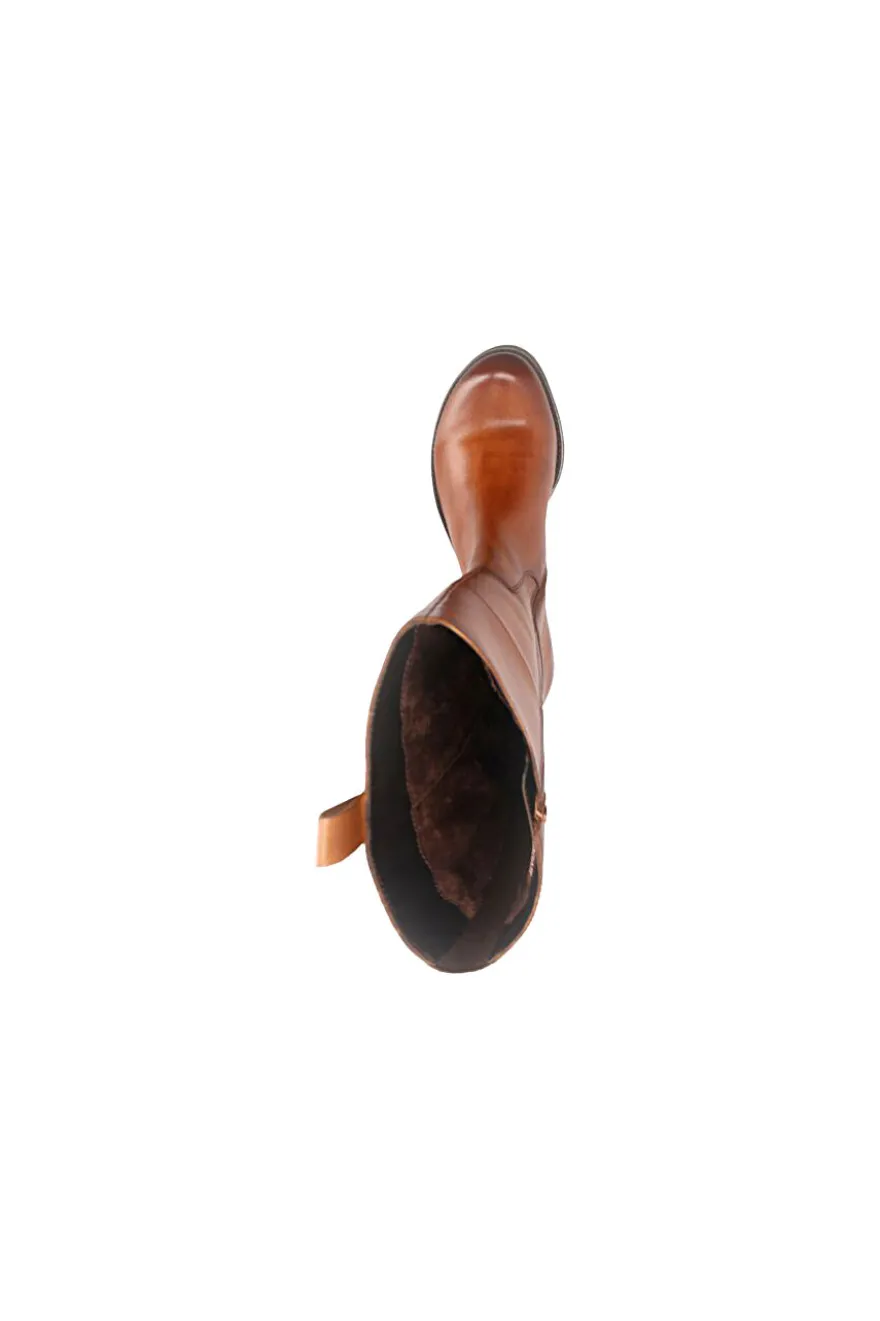 Stivali alti marroni in pelle caldi con zip Bagatt D11AFS3J4000