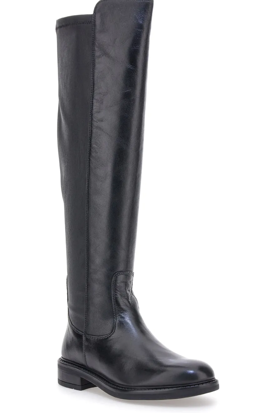 Stivali alti neri con gambale elasticizzato e fondo basso Pittarello Focus KI6036