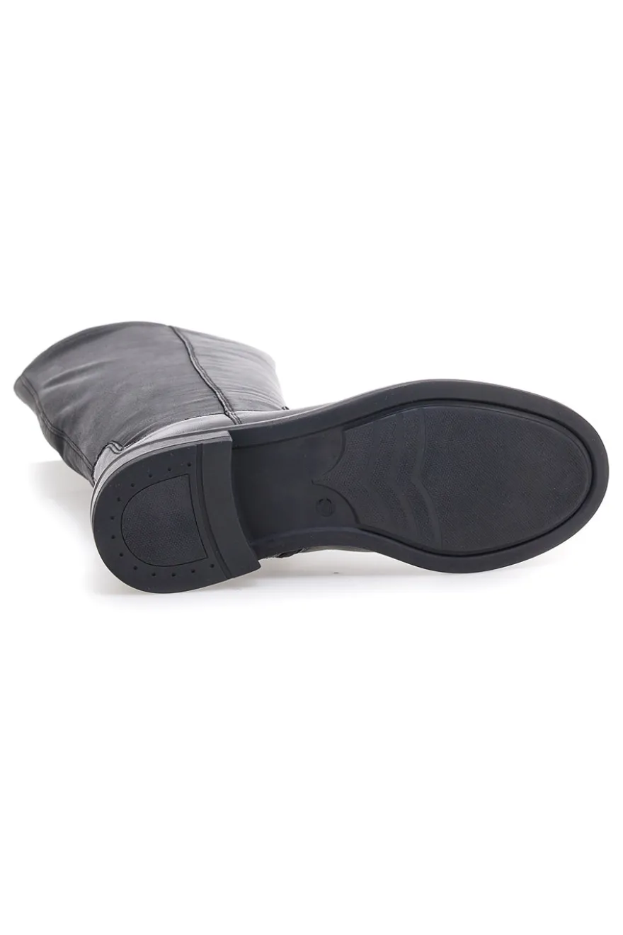 Stivali alti neri con gambale elasticizzato e fondo basso Pittarello Focus KI6036