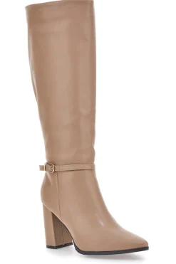 Stivali beige con tacco alto e cinturino Le Havre Paris 6002