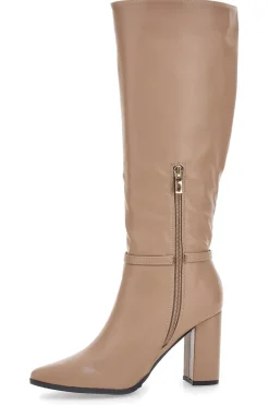 Stivali beige con tacco alto e cinturino Le Havre Paris 6002