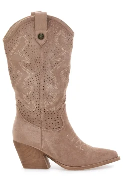 Stivali beige traforati con tacco Cafè cost H3W205837