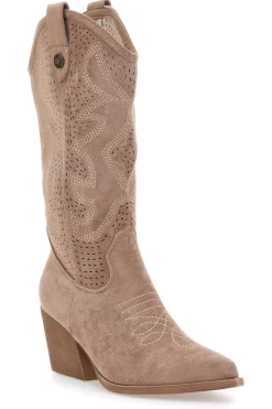 Stivali beige traforati con tacco Cafè cost H3W205837