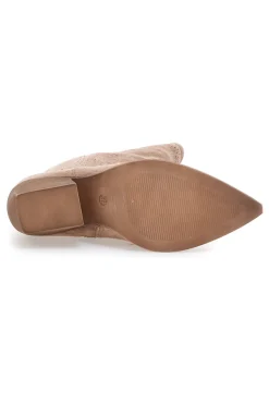 Stivali beige traforati con tacco Cafè cost H3W205837