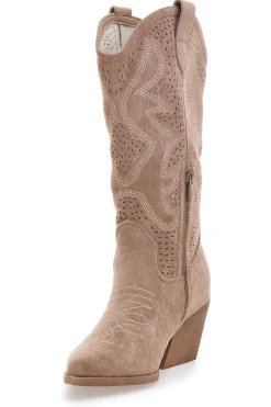 Stivali beige traforati con tacco Cafè cost H3W205837