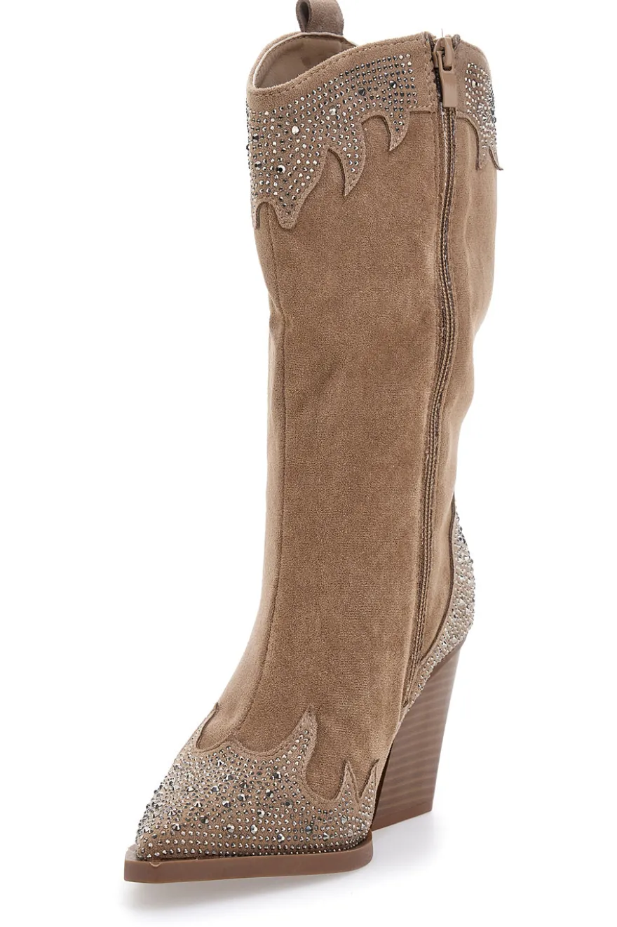Stivali Camperos Beige con brillanti THE FIRST 505