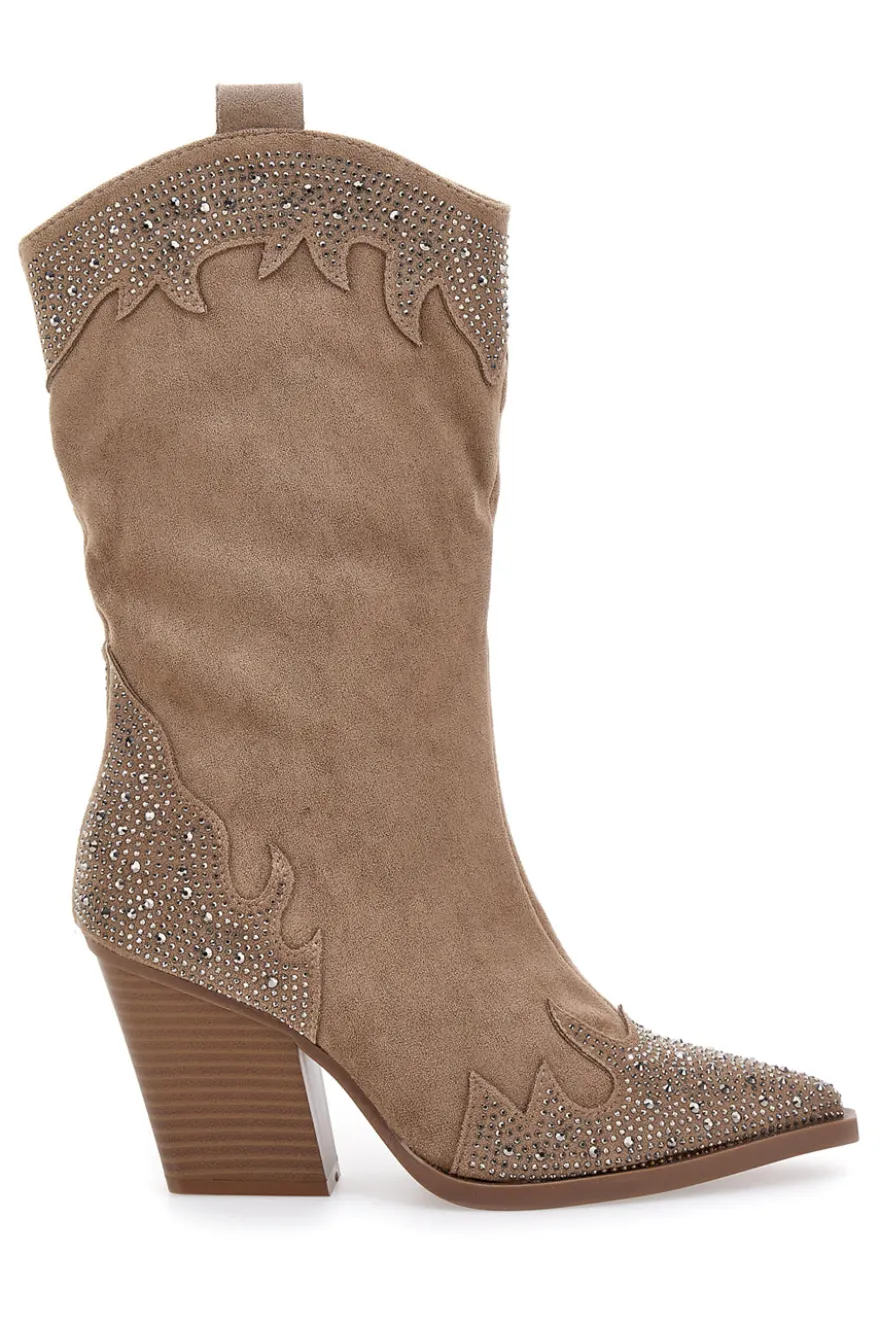 Stivali Camperos Beige con brillanti THE FIRST 505