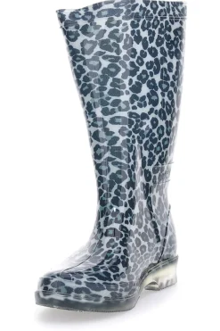 Stivali da Pioggia Neri Animalier In Gomma 2T2L 2103