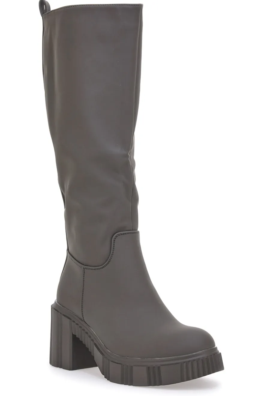 Stivali Grigio/Verdi Con Tacco a Blocco Dame Rose 837