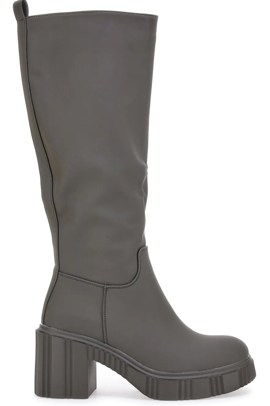 Stivali Grigio/Verdi Con Tacco a Blocco Dame Rose 837