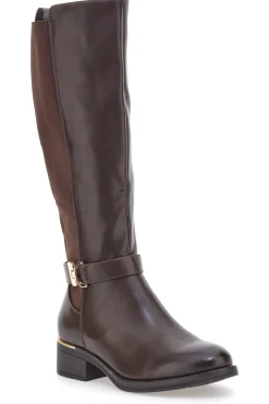 Stivali marroni con inserti elasticizzati e dettaglio metallico Energy I258
