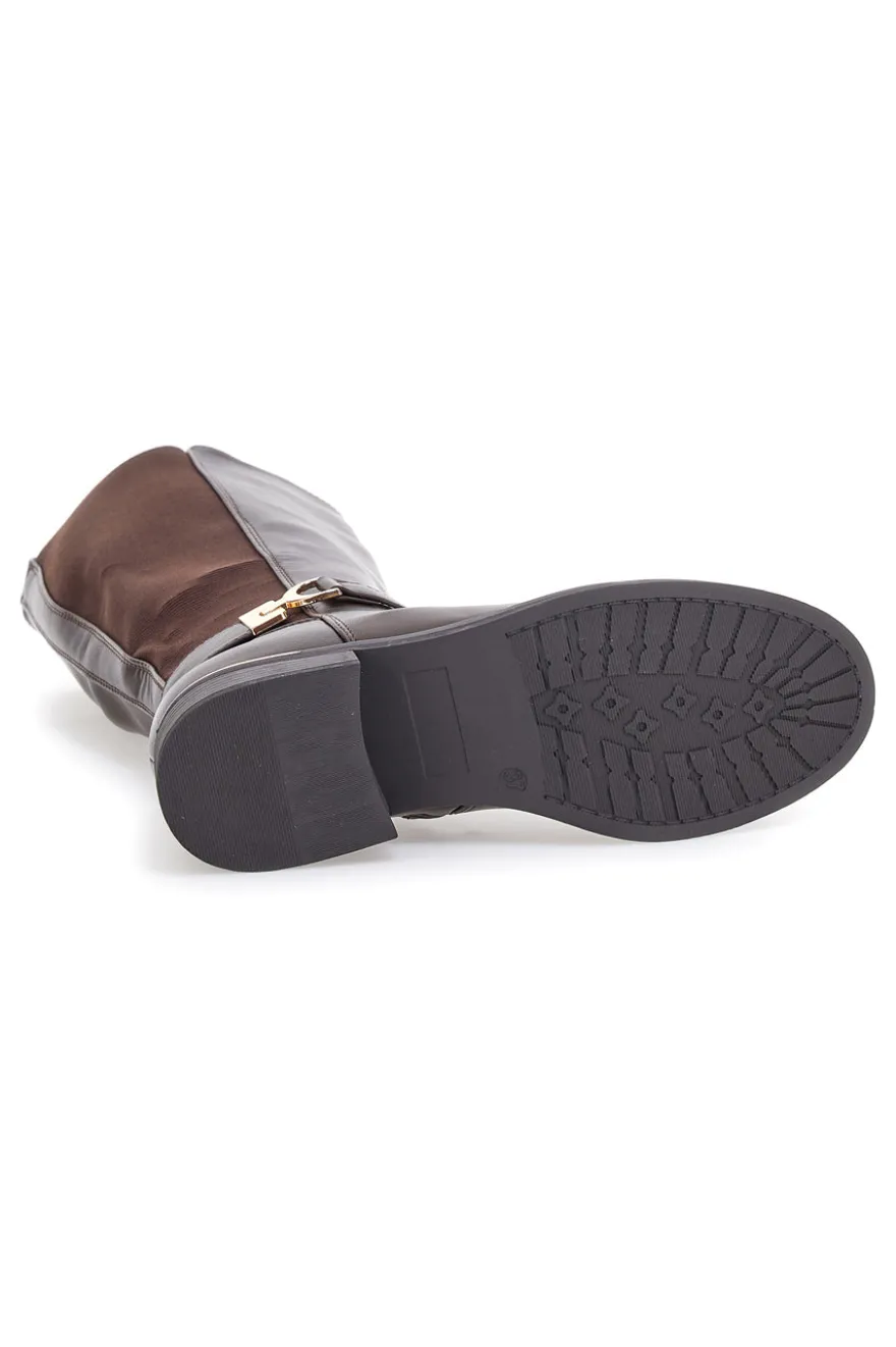 Stivali marroni con inserti elasticizzati e dettaglio metallico Energy I258