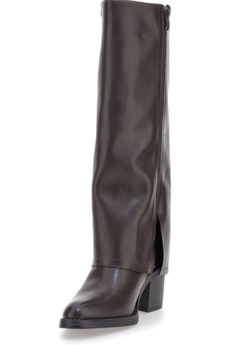 Stivali marroni con tacco medio e punta squadrata Pittarello Capsule BT24186024A