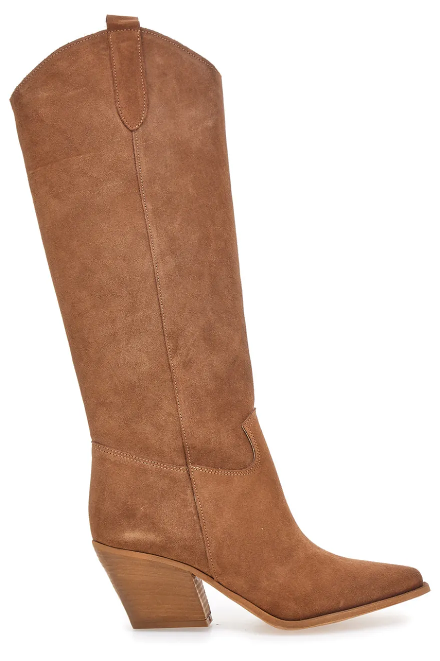 Stivali marroni in vera pelle stile texano Pittarello love TEX902