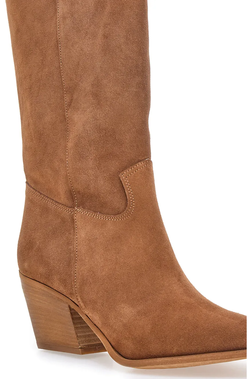 Stivali marroni in vera pelle stile texano Pittarello love TEX902