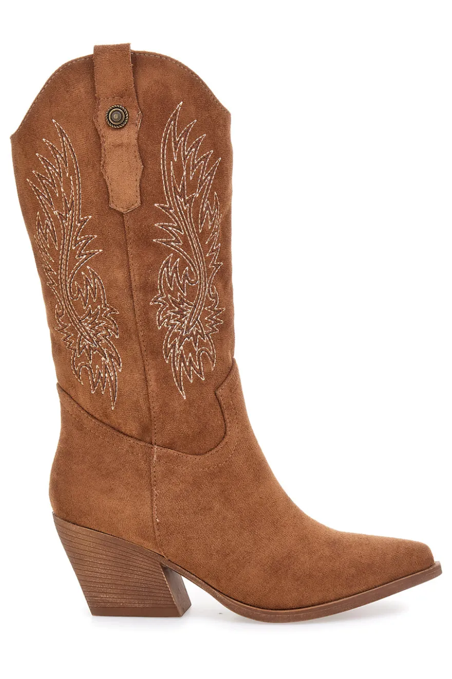 Stivali marroni stile western con ricami Cafè cost RQ2616