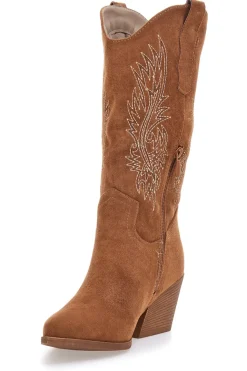 Stivali marroni stile western con ricami Cafè cost RQ2616