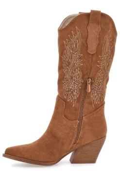 Stivali marroni stile western con ricami Cafè cost RQ2616