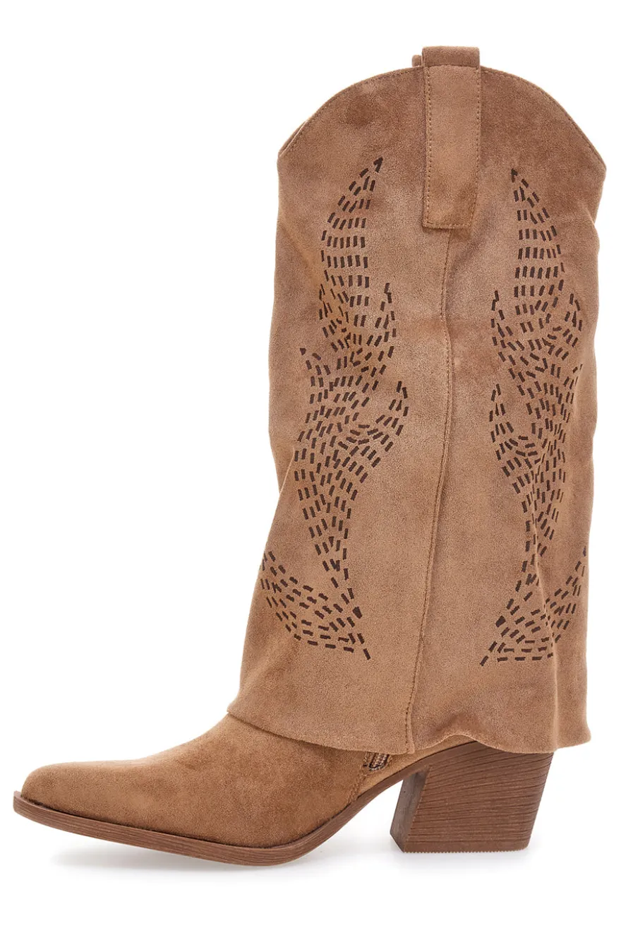 Stivali marroni traforati stile western Cafè cost H3W2058Y130