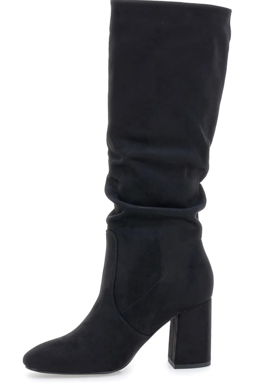 Stivali neri al ginocchio con tacco e gambale morbido Pittarello Capsule BT2140004
