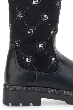 Stivali neri con dettagli cuori e logo Laura Biagiotti L97209506
