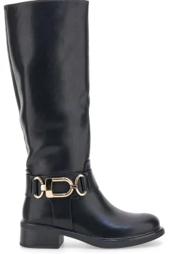 Stivali neri con fibbia dorata Le Havre Paris KSLTZ3036