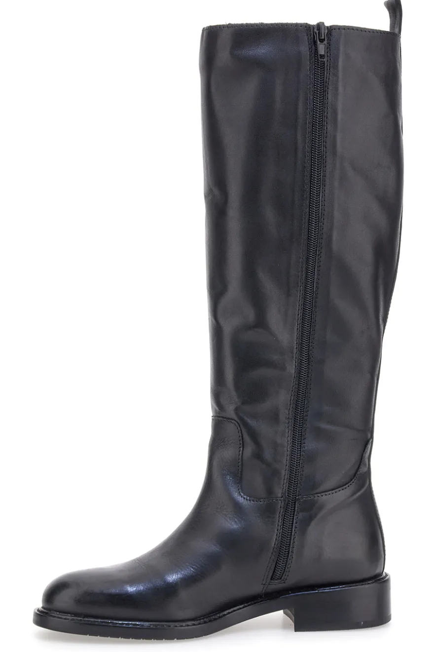 Stivali neri in pelle con fibbia Pittarello class LL2516
