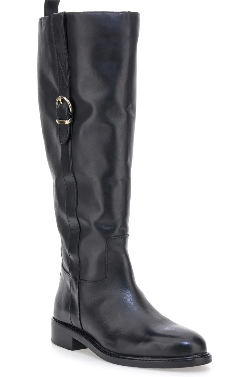 Stivali neri in pelle con fibbia Pittarello class LL2516