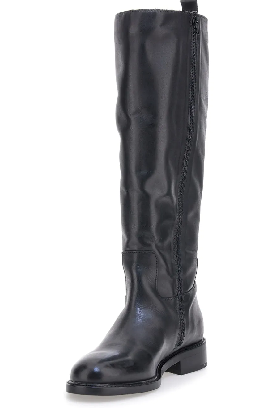 Stivali neri in pelle con fibbia Pittarello class LL2516