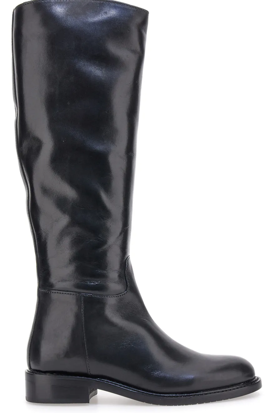 Stivali neri in vera pelle con zip laterale Pittarello Class RF24L447