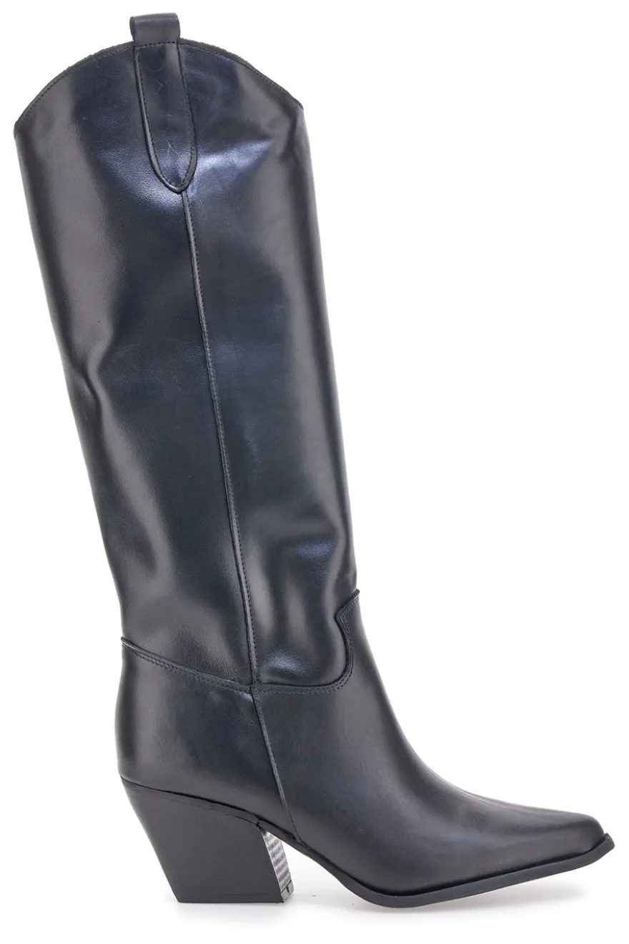 Stivali neri in vera pelle stile texano Pittarello love TEX902