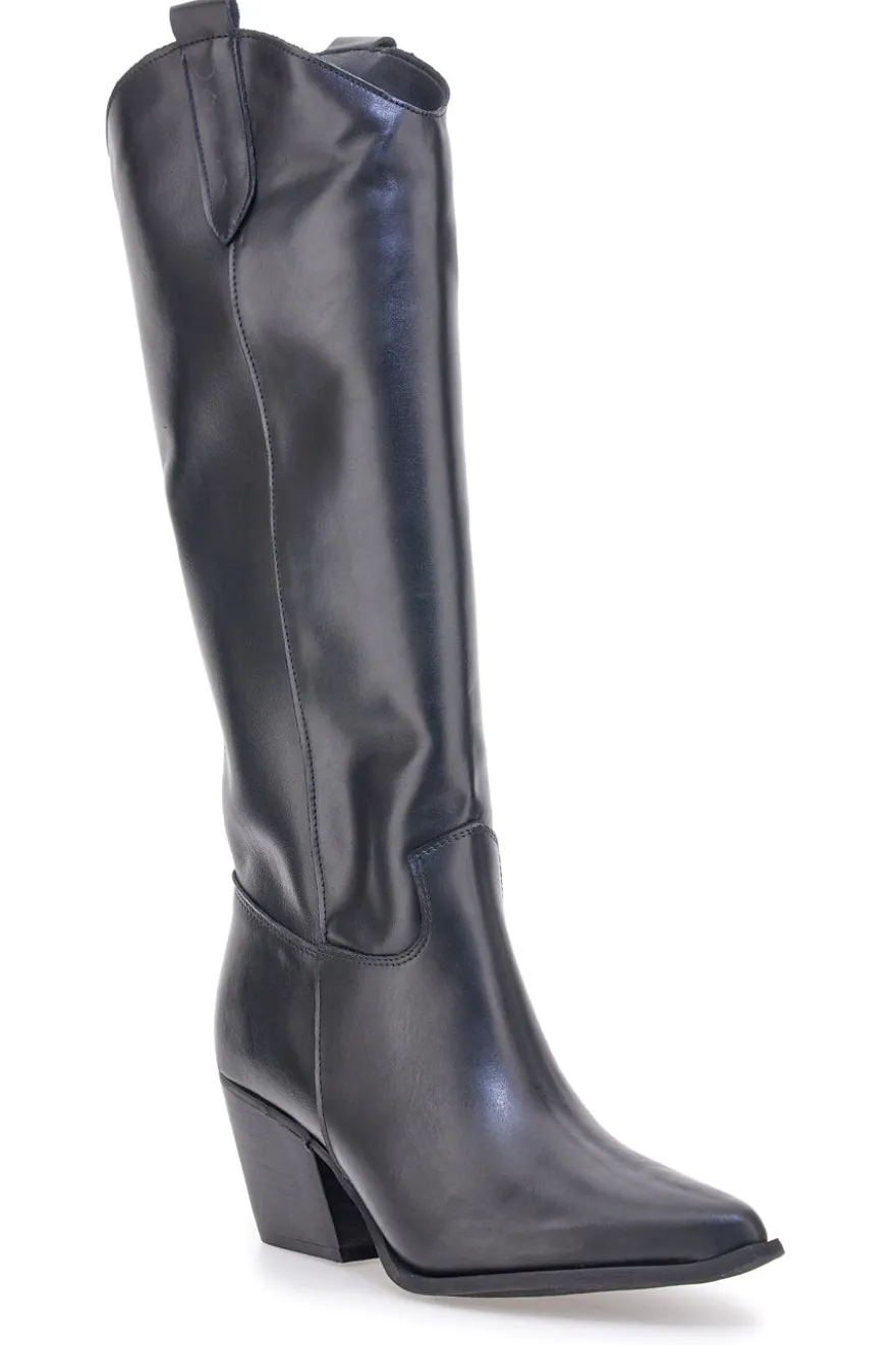 Stivali neri in vera pelle stile texano Pittarello love TEX902