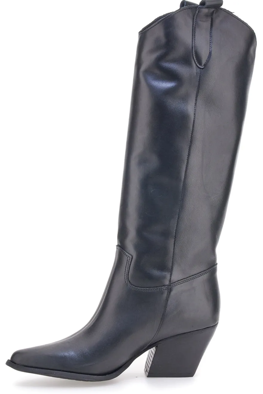 Stivali neri in vera pelle stile texano Pittarello love TEX902