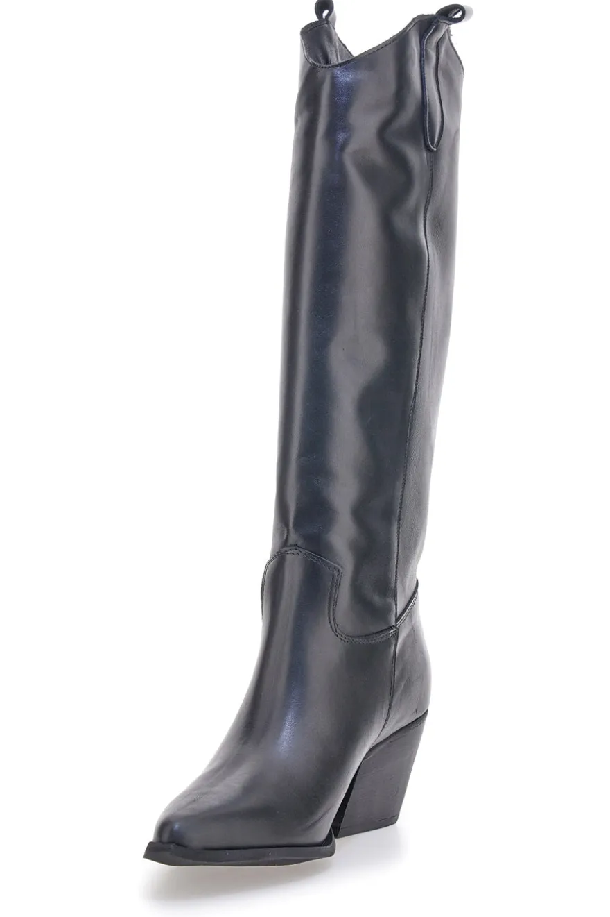 Stivali neri in vera pelle stile texano Pittarello love TEX902