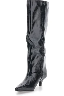 Stivali neri lucidi con tacco basso a rocchetto Le Havre Paris 73116K01