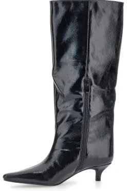 Stivali neri lucidi con tacco basso a rocchetto Le Havre Paris 73116K01