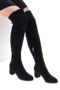 Stivali neri sopra al ginocchio con zip gioiello Le Havre Paris 1983G425