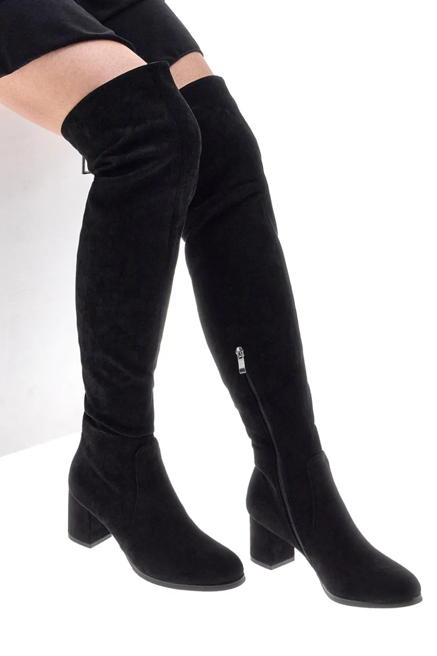 Stivali neri sopra al ginocchio con zip gioiello Le Havre Paris 1983G425