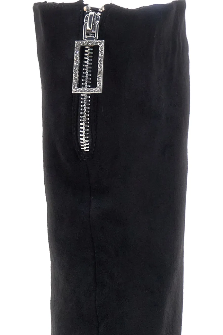 Stivali neri sopra al ginocchio con zip gioiello Le Havre Paris 1983G425