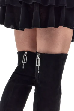 Stivali neri sopra al ginocchio con zip gioiello Le Havre Paris 1983G425
