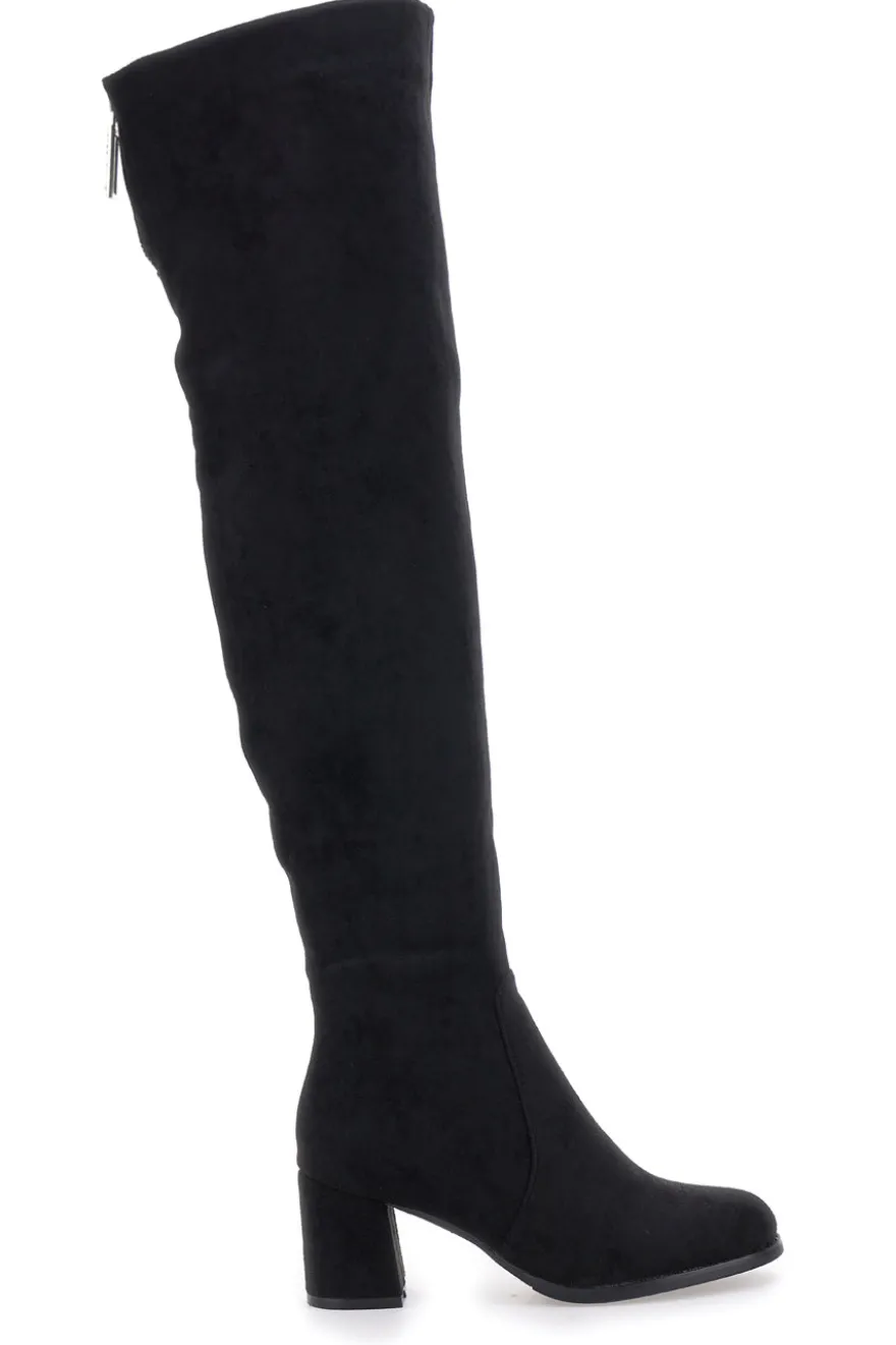 Stivali neri sopra al ginocchio con zip gioiello Le Havre Paris 1983G425
