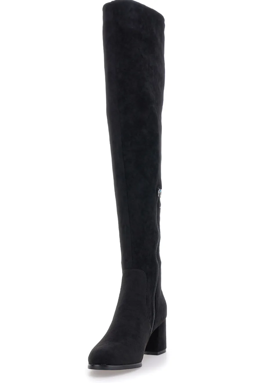 Stivali neri sopra al ginocchio con zip gioiello Le Havre Paris 1983G425