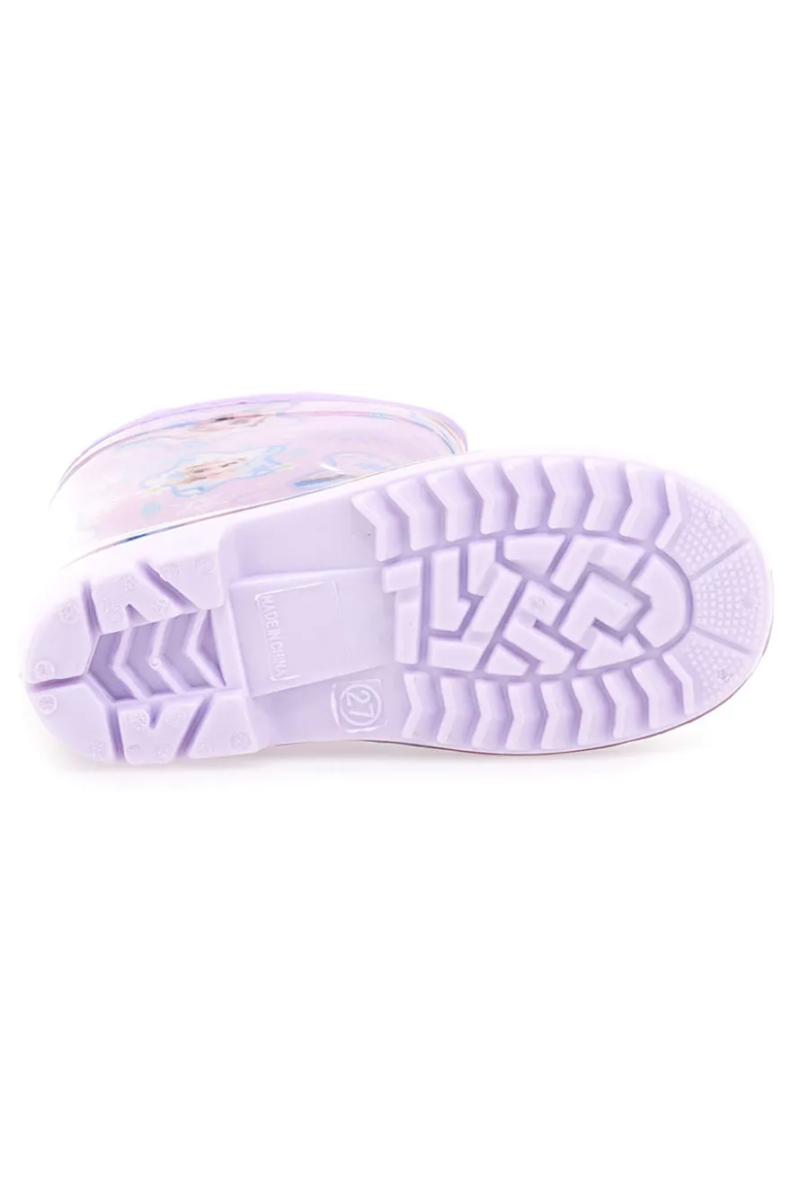Stivali pioggia lilla con stampa Frozen e coulisse Frozen D4310686S02