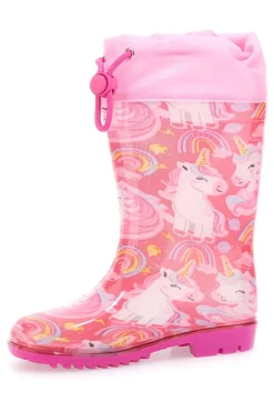 Stivali pioggia rosa con unicorni e coulisse Unicorn S8010176S10