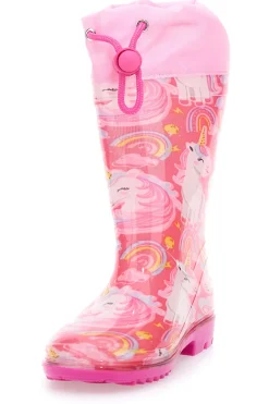 Stivali pioggia rosa con unicorni e coulisse Unicorn S8010176S10