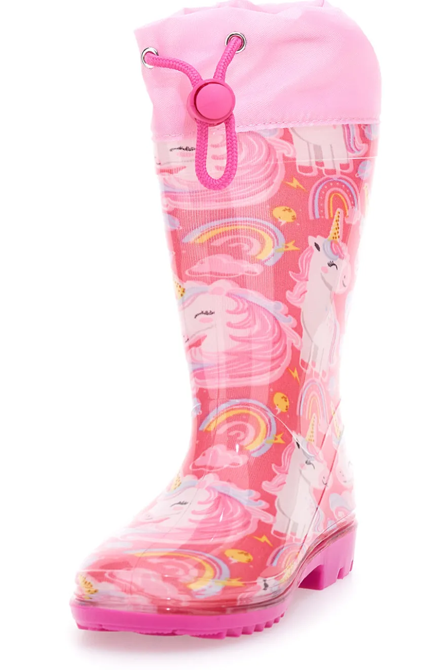 Stivali pioggia rosa con unicorni e coulisse Unicorn S8010176S10