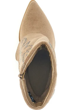 Stivali Texani Beige A Punta con Brillantini THE FIRST 507
