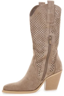 Stivali texani beige traforati Cafe' cost P663