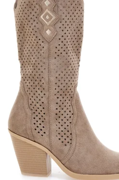 Stivali texani beige traforati Cafe' cost P663